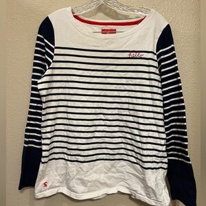 Joules Long Sleeve Striped Tee, Thick Cotton, Size 10